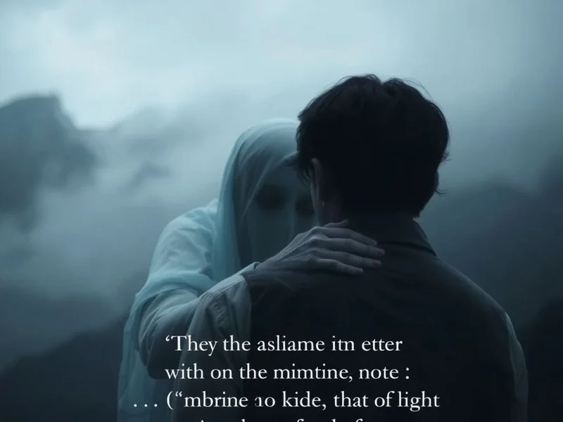Image representing the movie quote "I'd rather be a ghost, drifting by your side, than enter heaven without you." with a scenic background reminiscent of Crouching Tiger, Hidden Dragon.