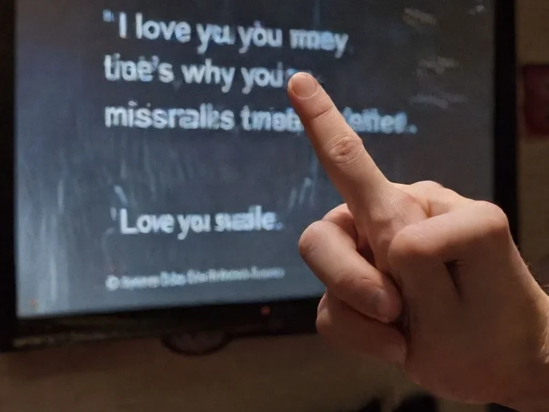 Image of a dramatic movie scene with the caption: Analyzing the English in the quote "I love you. That's why I make you miserable."