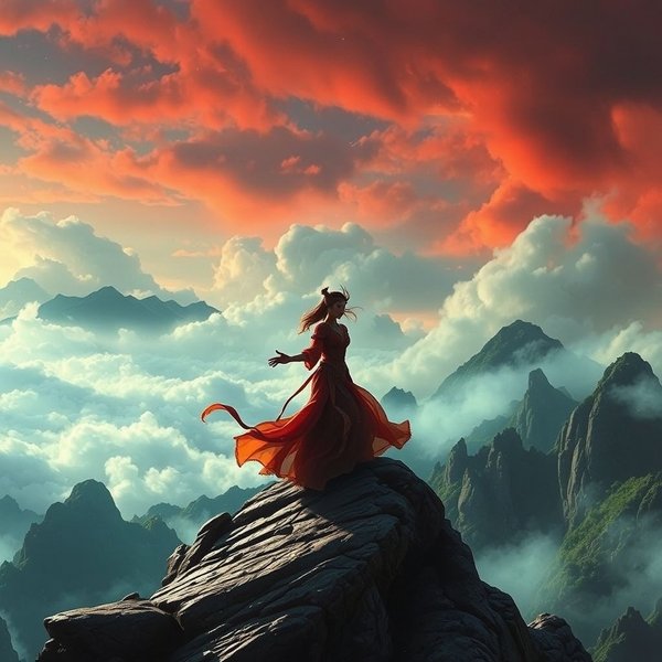Image representing the movie quote "I'd rather be a ghost, drifting by your side, than enter heaven without you." with a scenic background reminiscent of Crouching Tiger, Hidden Dragon.