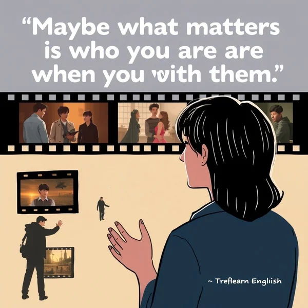 La frase Maybe what matters is who you are when you're with them. ilustrada.