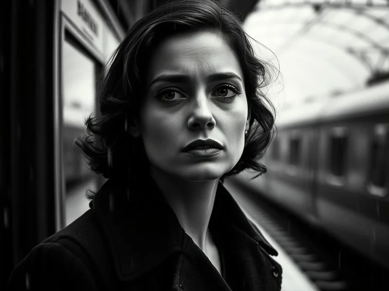 Image of a poignant movie scene with the text: Learning English with the quote "I've fallen in love. I didn't think such violent things could happen to ordinary people."