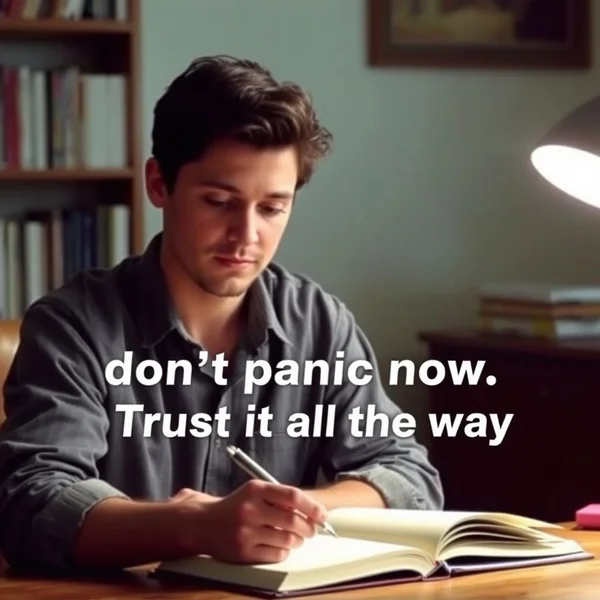 If you've trusted love this far, don't panic now. Trust it all the way.: Auxílio Visual de Aprendizagem