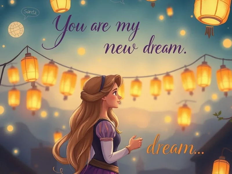 Image of Rapunzel and Flynn Rider with the quote "You are my new dream." superimposed