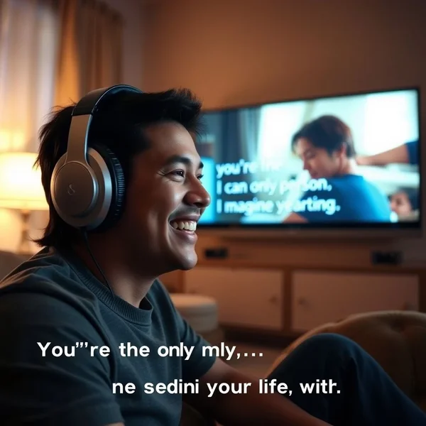 Image representing learning English with the movie quote: "You're the only person I can imagine spending my life with."