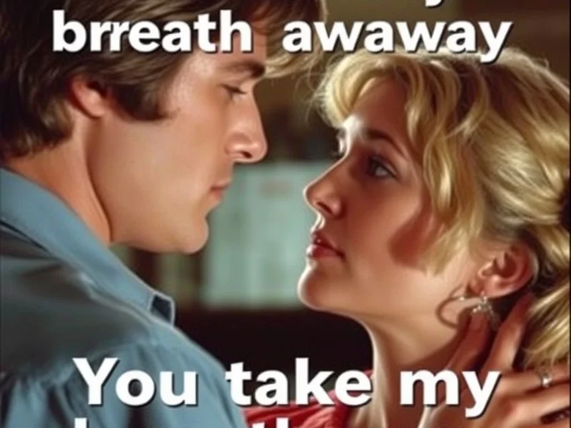 Man and woman looking at each other, feeling the emotion of "You take my breath away."