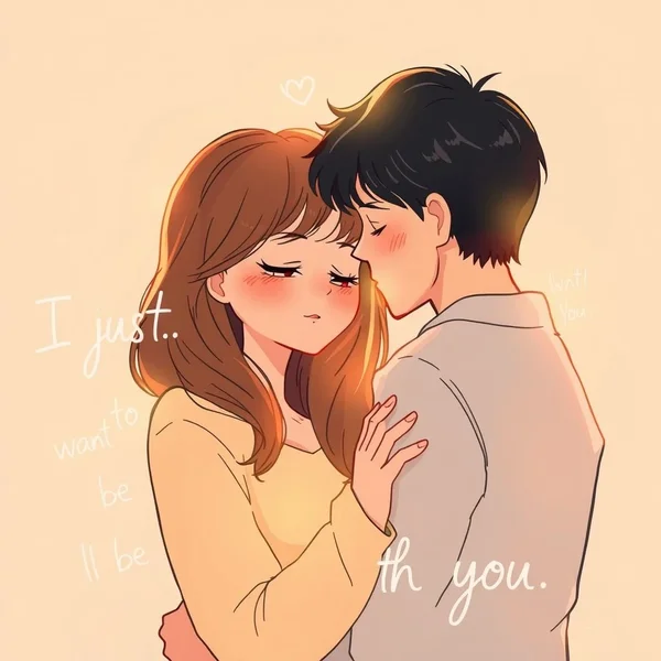 Hình ảnh minh họa một khoảnh khắc dịu dàng, minh họa cho cụm từ 'I just want to be with you.'