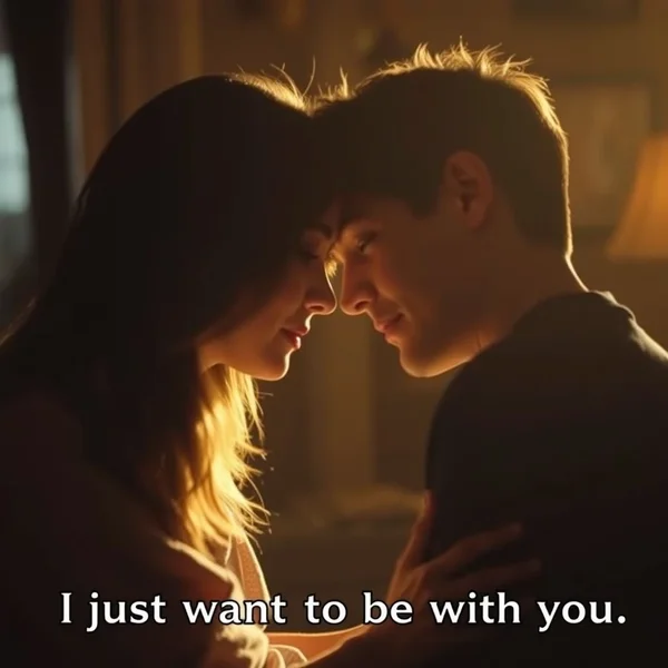 Imagem mostrando um momento terno, ilustrando a frase 'I just want to be with you.'