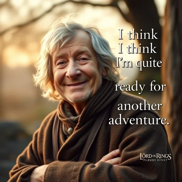 Bilbo Baggins says: I think I’m quite ready for another adventure.