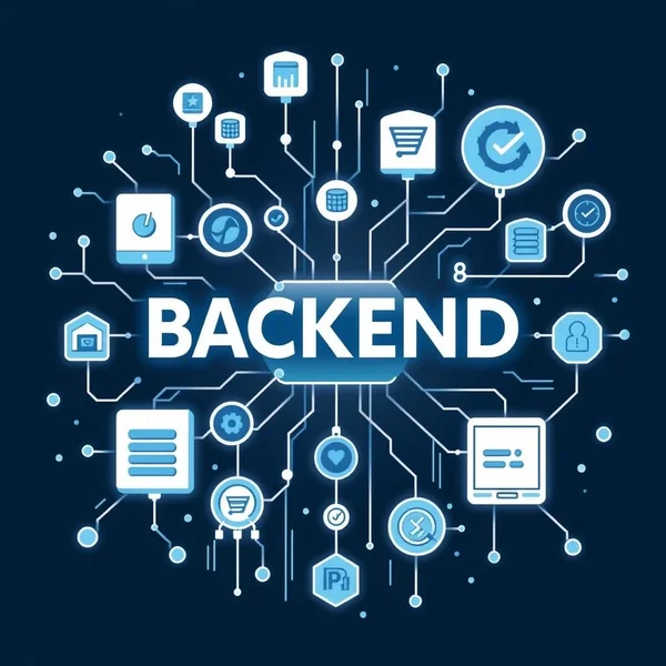 Imagem: Uma representação visual de conceitos de desenvolvimento backend como servidores e bancos de dados